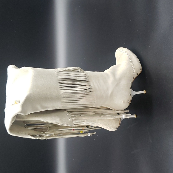 GIUSEPPE ZANOTTI BOOTS SIZE 39 COLOR WHITE SUEDE WITH BEADS 100% AUTHENTIC - Picture 13 of 17